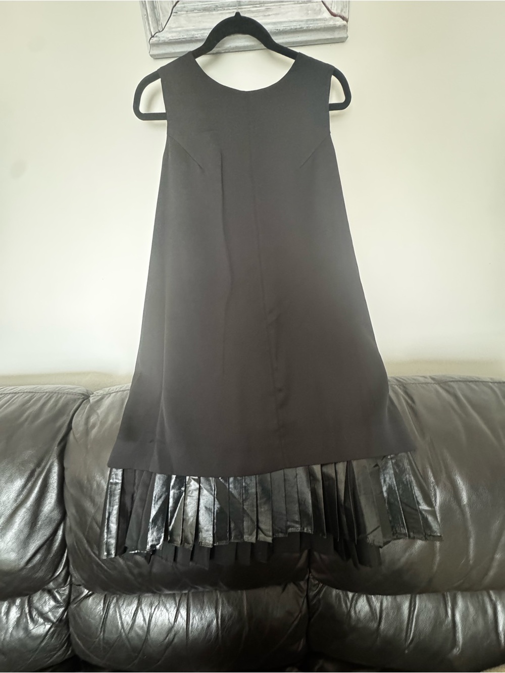 Sportmax Black Sleeveless Dress with Pleated Hem